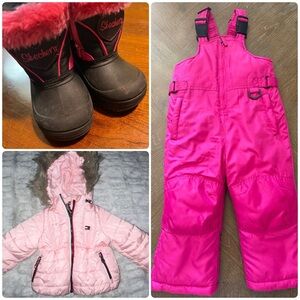 Skechers Black Boots with Pink Snowsuit Set